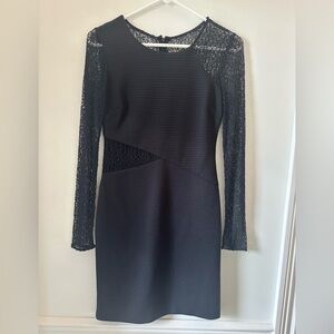 Guess Black Long-Sleeve Lace Sheath Dress